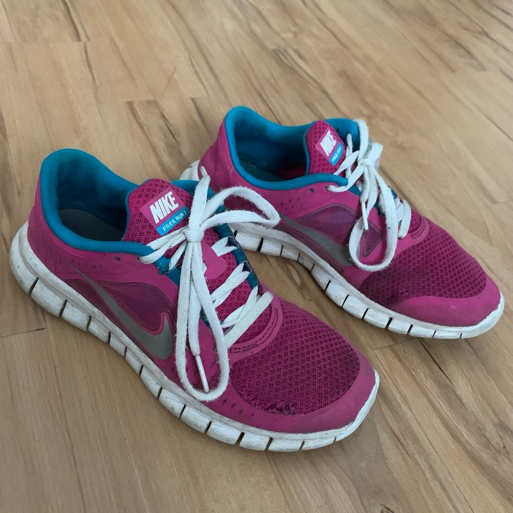 Nike Free Run 3 Fuchsia and Turquoise Sneakers